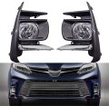 Fog Light Lamp Assembly Passenger And Driver Side Replacement For Sienna Base L Le Se Xle Limited 2018-2019 With Bulbs Front 