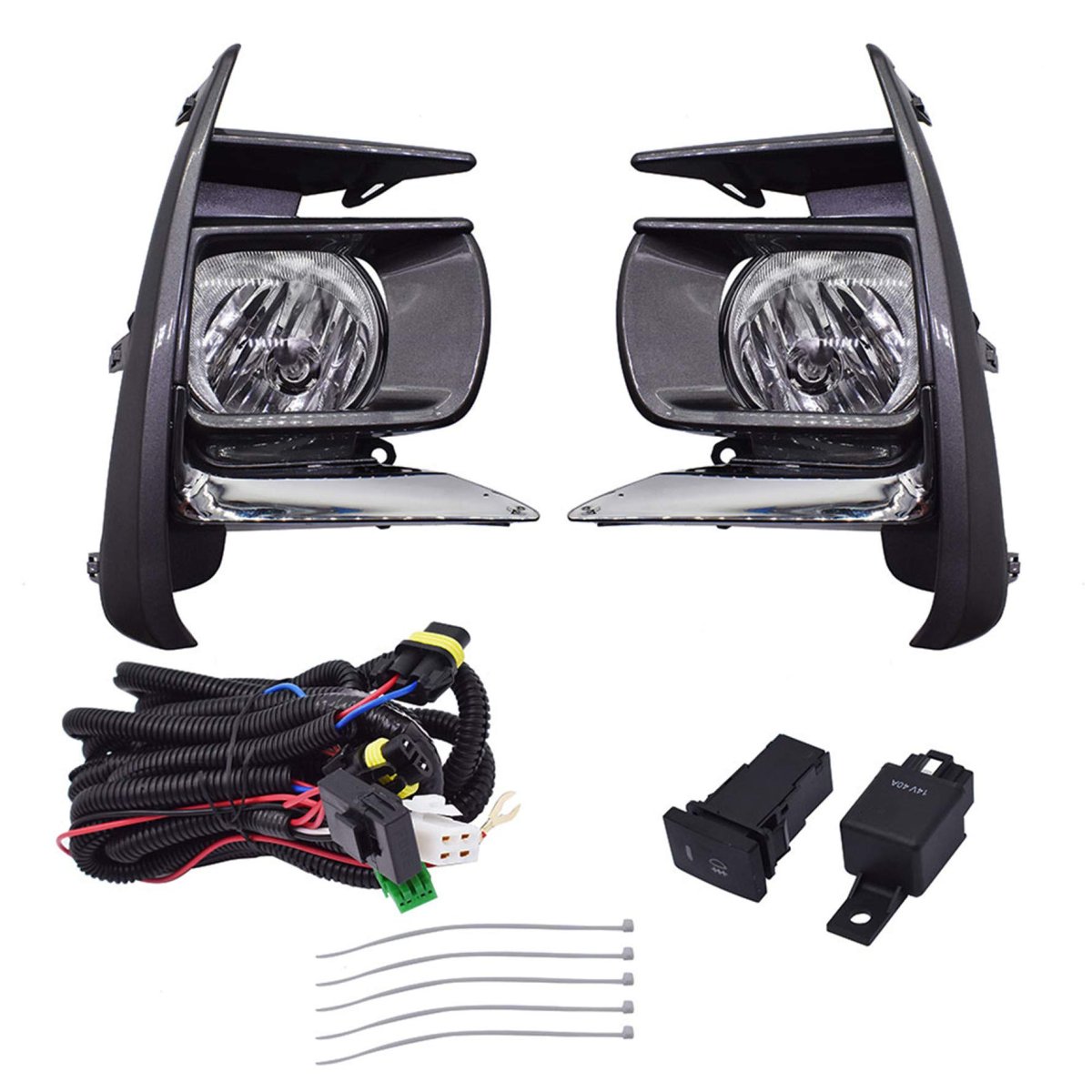 Fog Light Lamp Assembly Passenger And Driver Side Replacement For Sienna Base L Le Se Xle Limited 2018-2019 With Bulbs Front