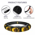 Foruidea Thick Gray Bee Sunflower Car Steering Wheel Cover Neoprene Automotive Anti Slip And Sweat Absorption Auto Wrap Fit
