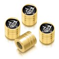 Dodge Demon In Black On Golden Cylinder-style Premium Anodized Aluminum Tire Valve Stem Caps Set Of 4 