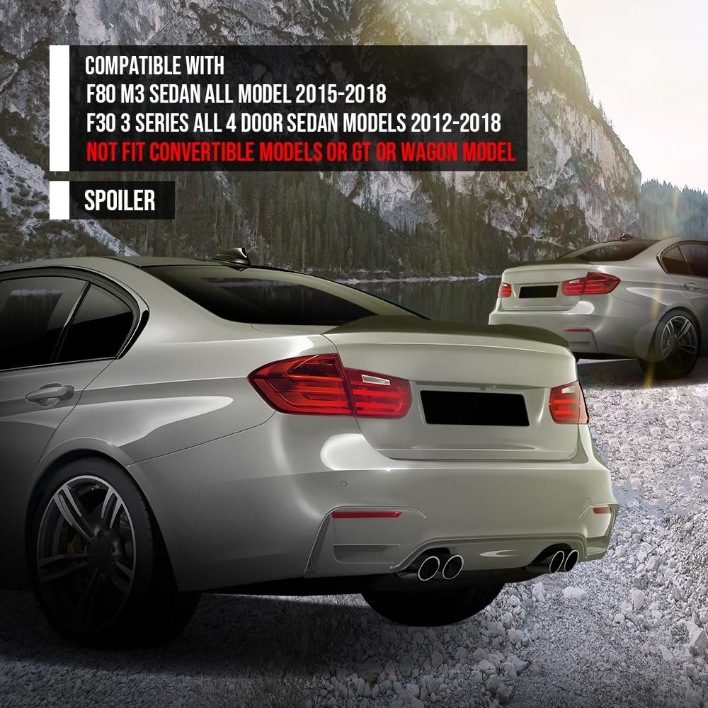 Rear Trunk Spoiler Wing For Bmw F80 M3 Sedan 2015 2018 And F30 3 Series 4 Door 2012 Gloss Black Polypropylene Pp Finish