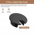 Uxcell 4pcs Cable Hole Cover 1-3 8 35mm Zinc Alloy Desk Wire Cord Grommet For Office Computer Organizer Black