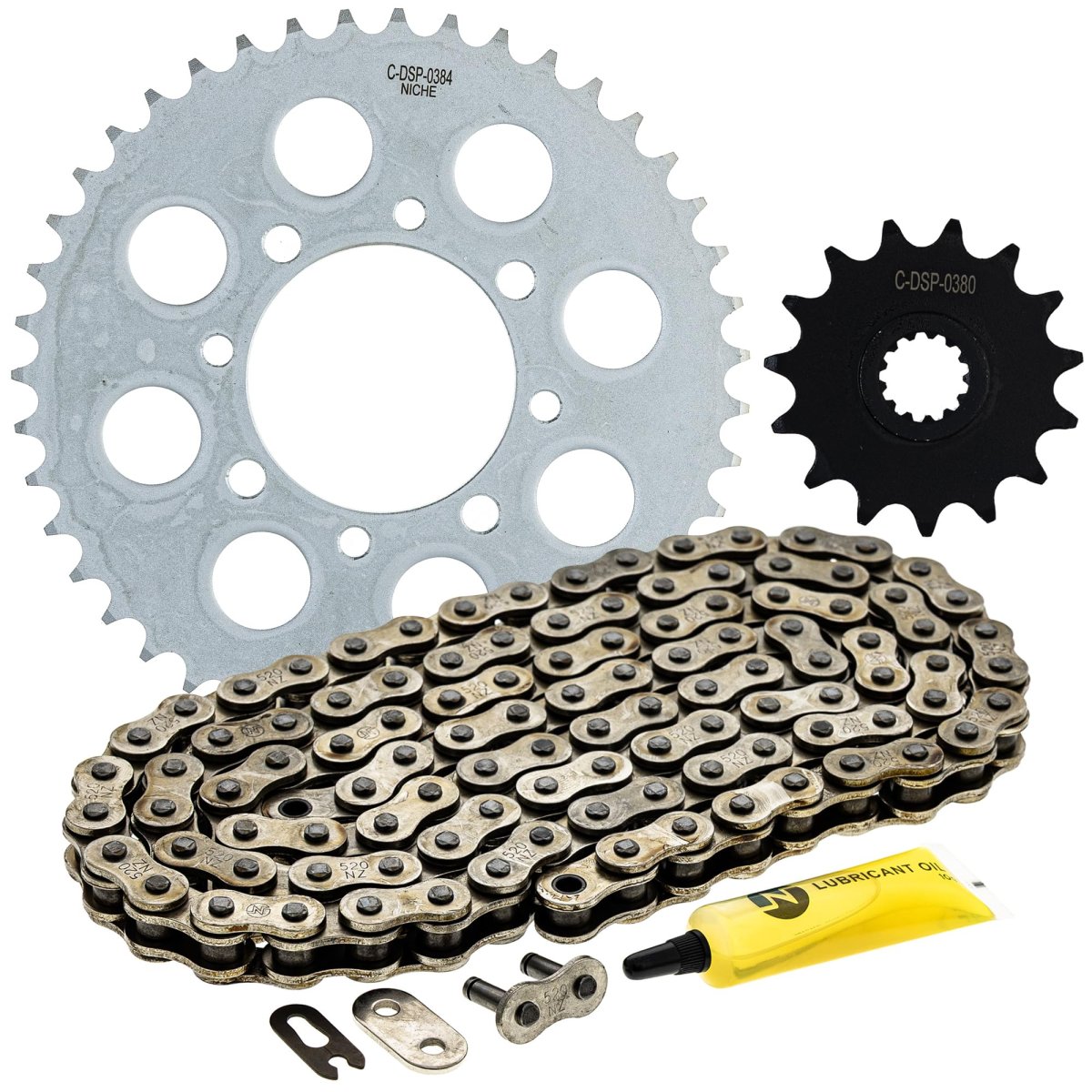 Niche Drive Sprocket Chain Combo For Suzuki Tu250x Front 15 Rear 43 Tooth 520 Standard 108 Links