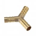 X Autohaux 3 Pcs 10mm 09 Brass Car Barb Hose Fitting Y Shape 3 Way Connector For Joiner Air Water Fuel Gas