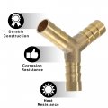 X Autohaux 3 Pcs 10mm 09 Brass Car Barb Hose Fitting Y Shape 3 Way Connector For Joiner Air Water Fuel Gas