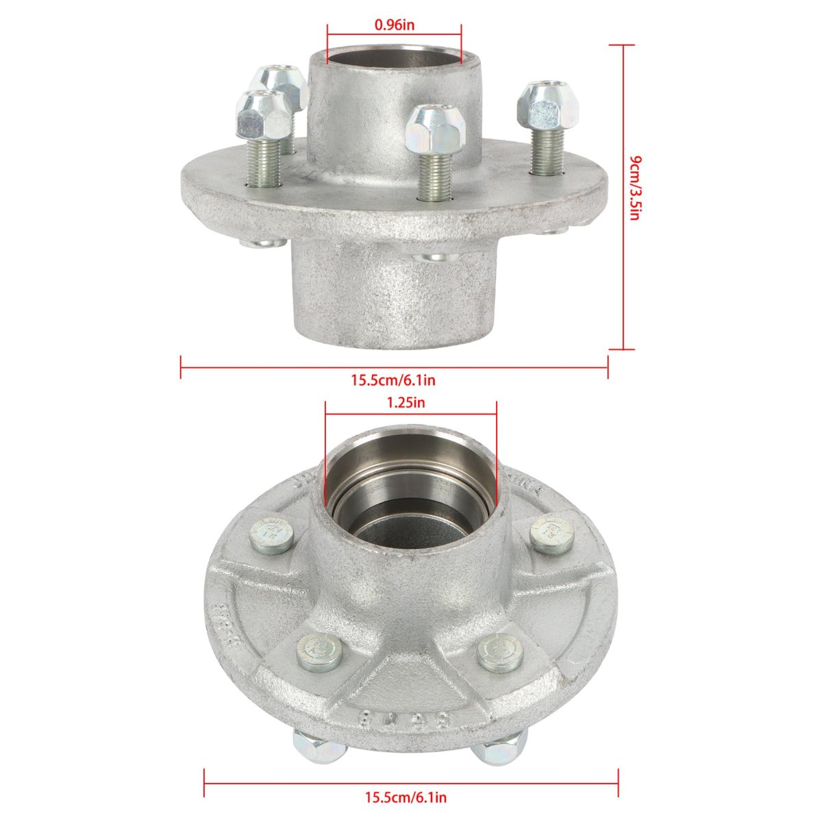 5 On 4 Inch Galvanized Trailer Hub Replacement For 3500 Lbs 84 Spindle