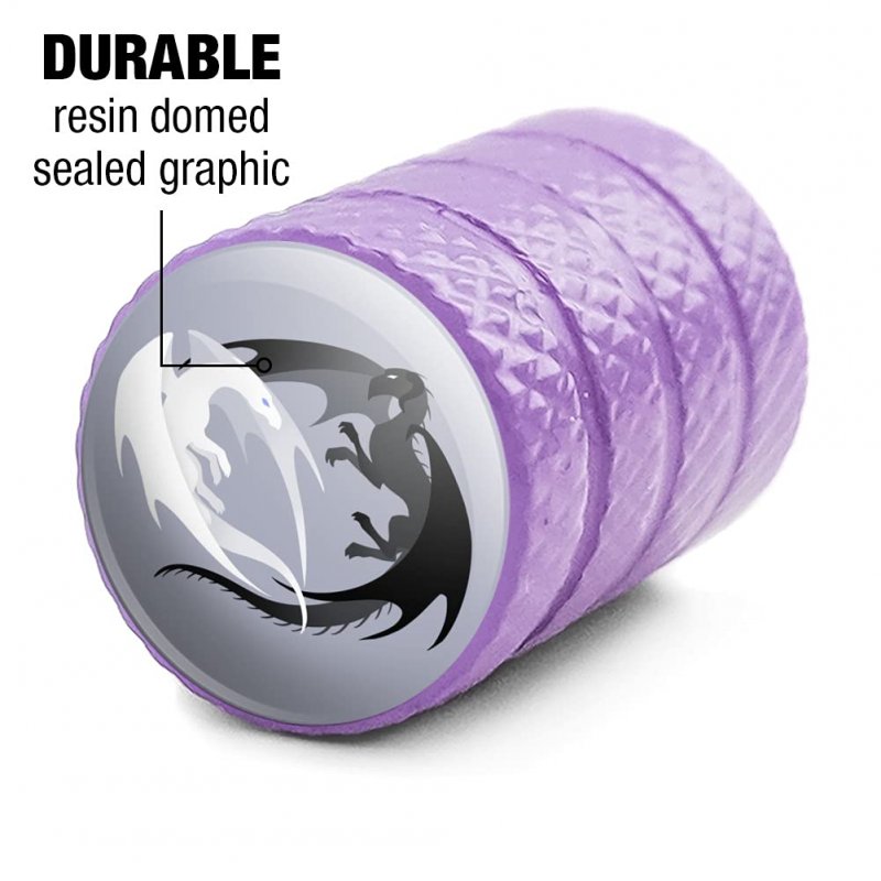 Dragons In Love Tire Rim Wheel Aluminum Valve Stem Caps Purple Metal Air Covers For Cars Trucks And Vans 4 Piece Set 55 Tall