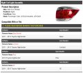 Right Passenger Side Tail Light Assembly Compatible With 2011-2013 Toyota Highlander For Us Built Vehicles Only