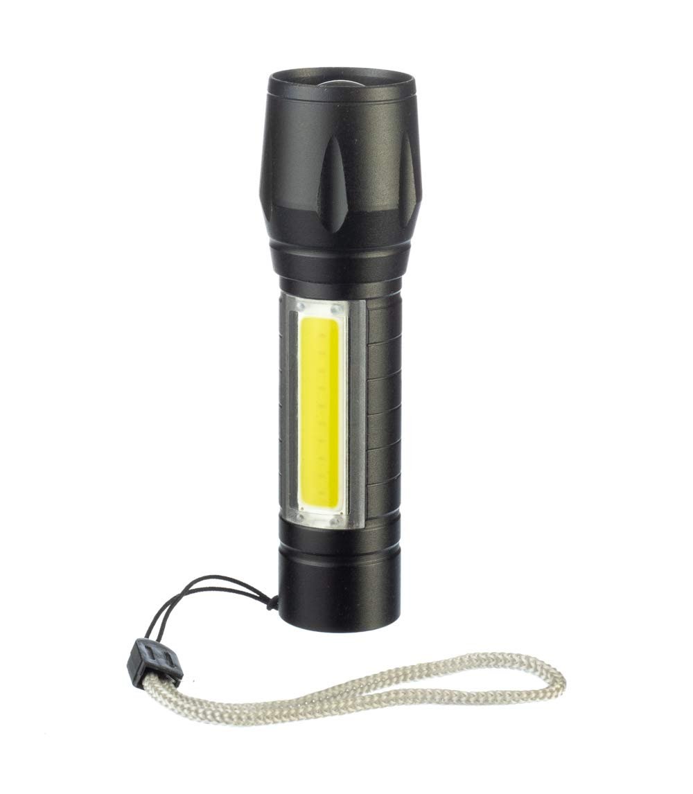 Adjustable Focus Usb Rechargeable Zoom Flashlight Fl3657r5 300 Lumens Led Handheld Light With Side And Strobe Water Resistant