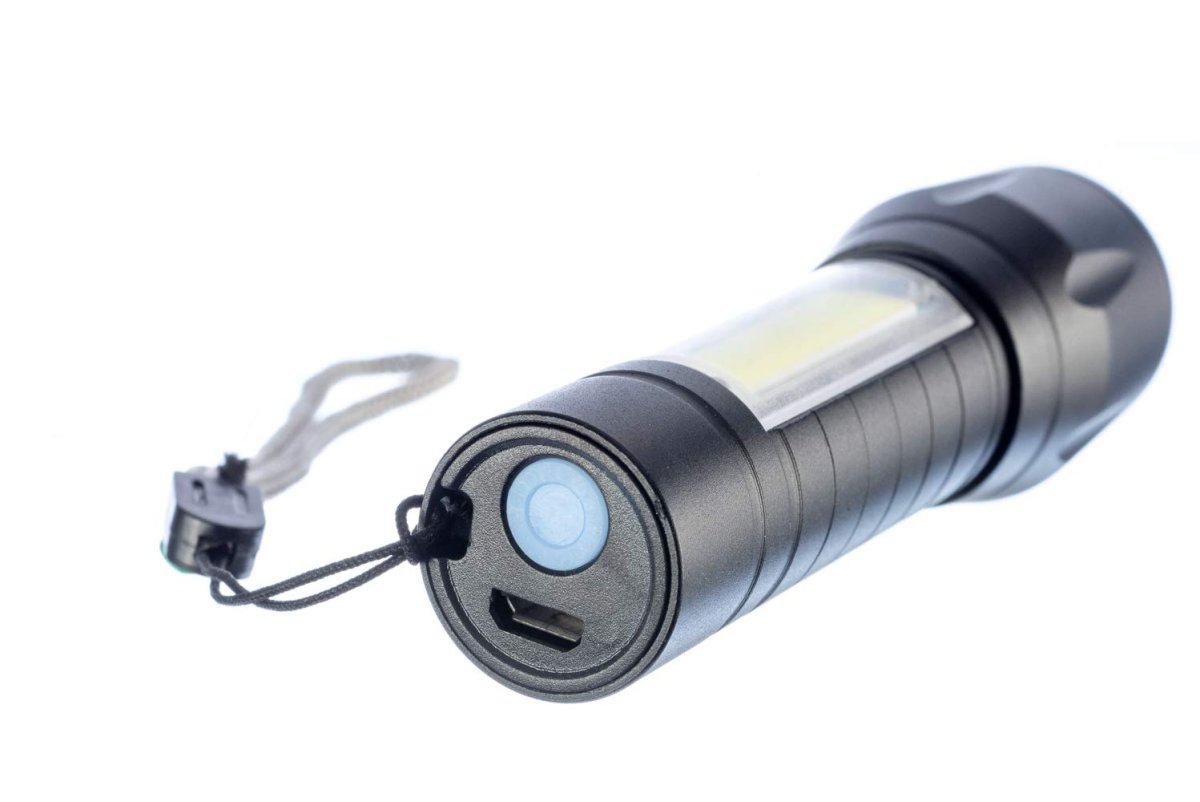 Adjustable Focus Usb Rechargeable Zoom Flashlight Fl3657r5 300 Lumens Led Handheld Light With Side And Strobe Water Resistant