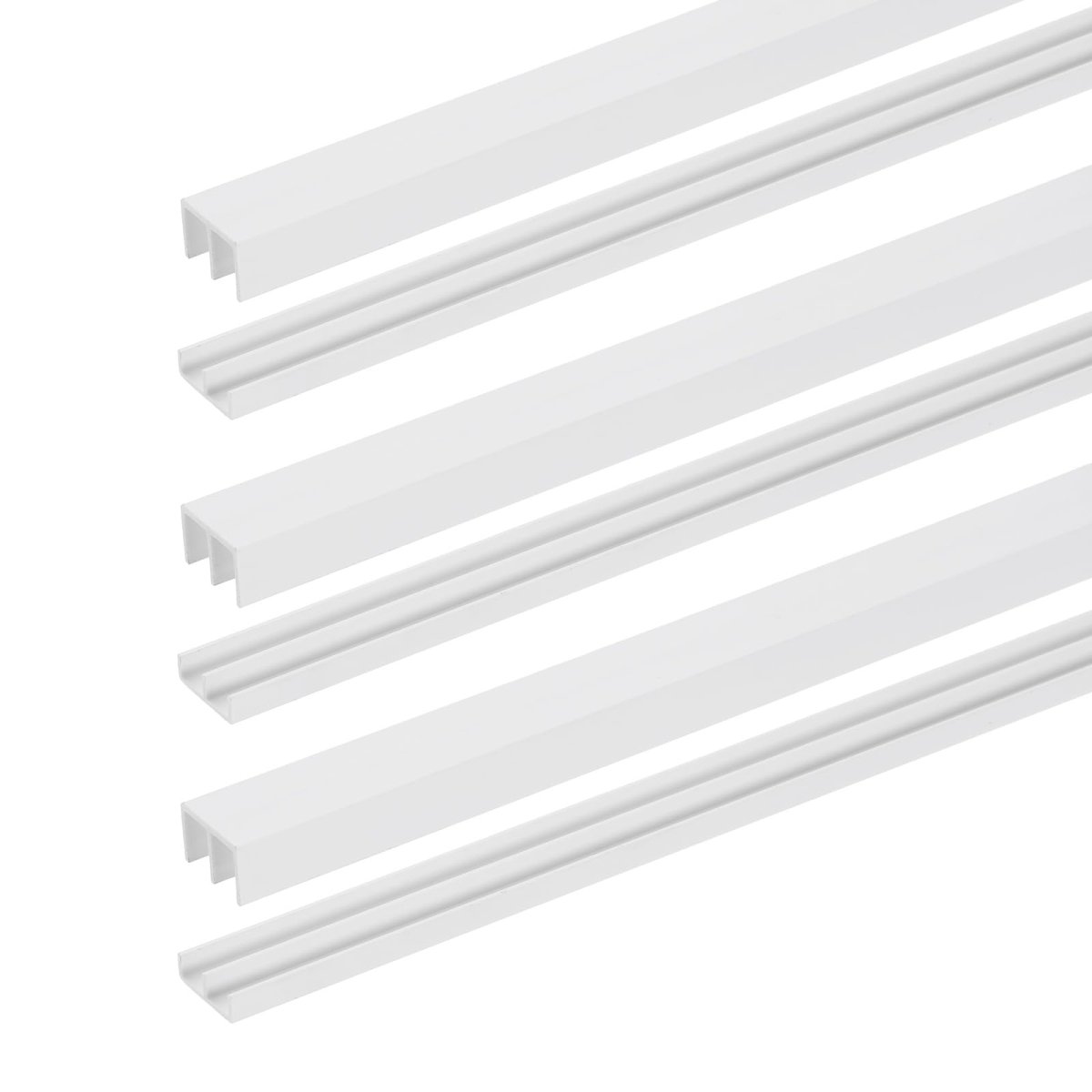 Plastic Upper And Lower Window Sliding Track Set For Glass Cabinet Closet Door 3 Sets White Fit 15 64 In Thick Panel 1 Ft X 19