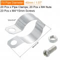 Uxcell 20pcs Pipe Clamps Fit For 1-5 8 40mm Rigid Bracket Strap Clamp Metal Split Ring Hanger Support Tube