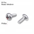 Uxcell M4x8mm Machine Screws Pan Phillips Cross Head Screw 304 Stainless Steel Fasteners Bolts 20pcs