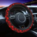 Foruidea Red And Black Tartan Car Steering Wheel Cover Neoprene Automotive Anti Slip Sweat Absorption Auto Wrap Fit Most Cars