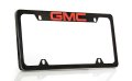 Gmc Logo License Plate Frame Holder 4 Hole Top Engraved Black Red Imprint 