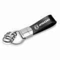Ipick Image Compatible With Ram 2500 Logo Black Real Leather Strap Chrome Round Hook Metal Key Chain