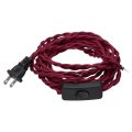 15ft 18 2 Cloth Covered Lamp Cord With Plug Vintage Electrical Stripped Ends For Extension Wiring Diy Repairing Claret 