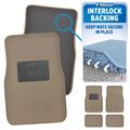 Bdk Interlock Car Floor Mats Secure No-slip Technology For Automotive Interiors 4pc Inter-locking Carpet Beige 