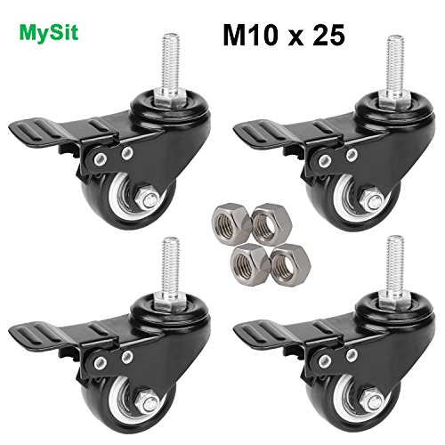 MySit 2" Swivel Casters with Brake Lock Heavy Duty M10x25 Rubber Caster 8PACK 