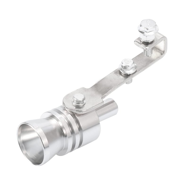 2pcs L Size Aluminum Alloy Universal Turbo Sound Exhaust Muffler Pipe Whistle Car Roar Maker Silver Tone