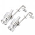 2pcs L Size Aluminum Alloy Universal Turbo Sound Exhaust Muffler Pipe Whistle Car Roar Maker Silver Tone