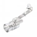 2pcs L Size Aluminum Alloy Universal Turbo Sound Exhaust Muffler Pipe Whistle Car Roar Maker Silver Tone 