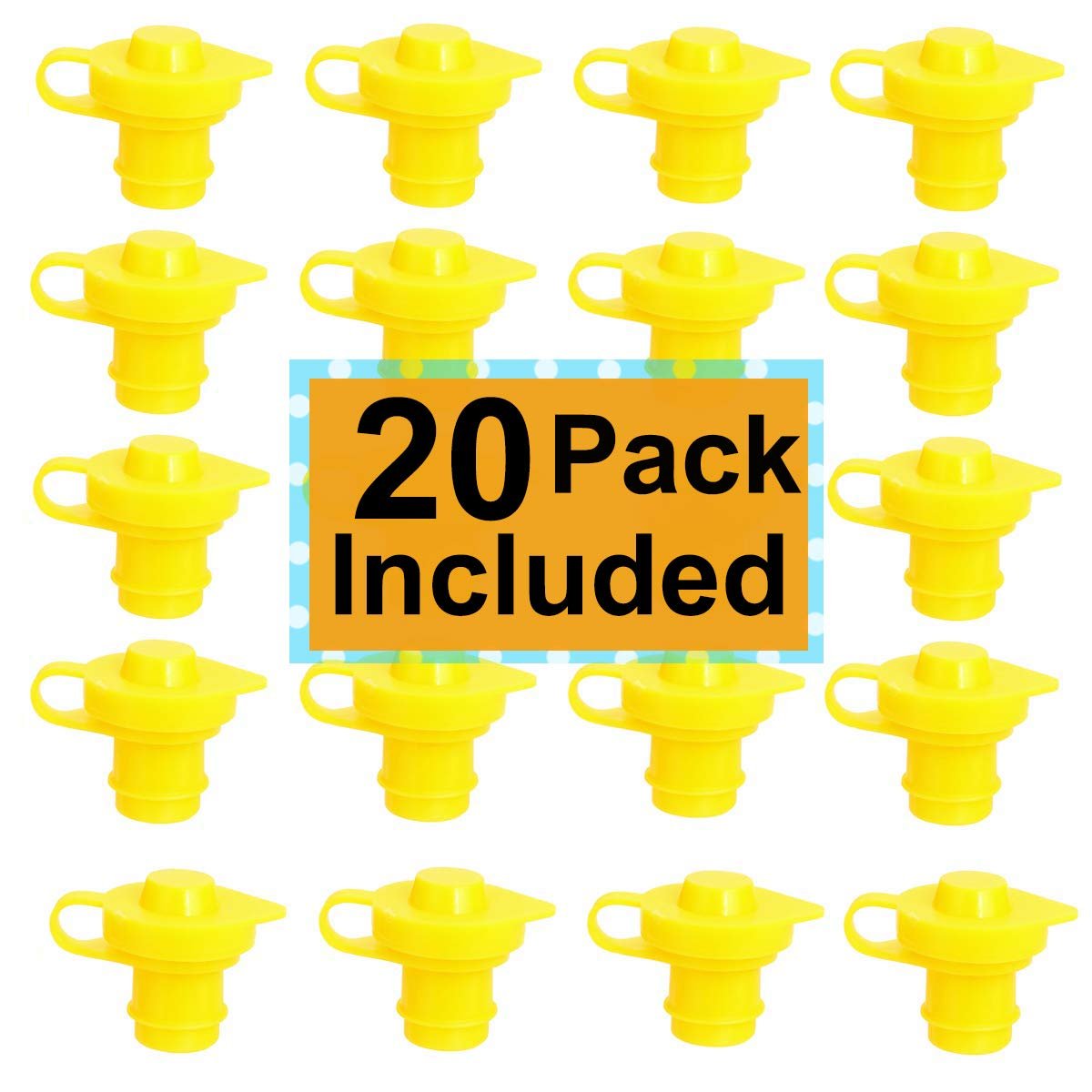 20pcs Gas Can Vent Cap Replacement Container Breather Push In Part Allow For Faster Flowing Fuel Fit Any Water Yellow