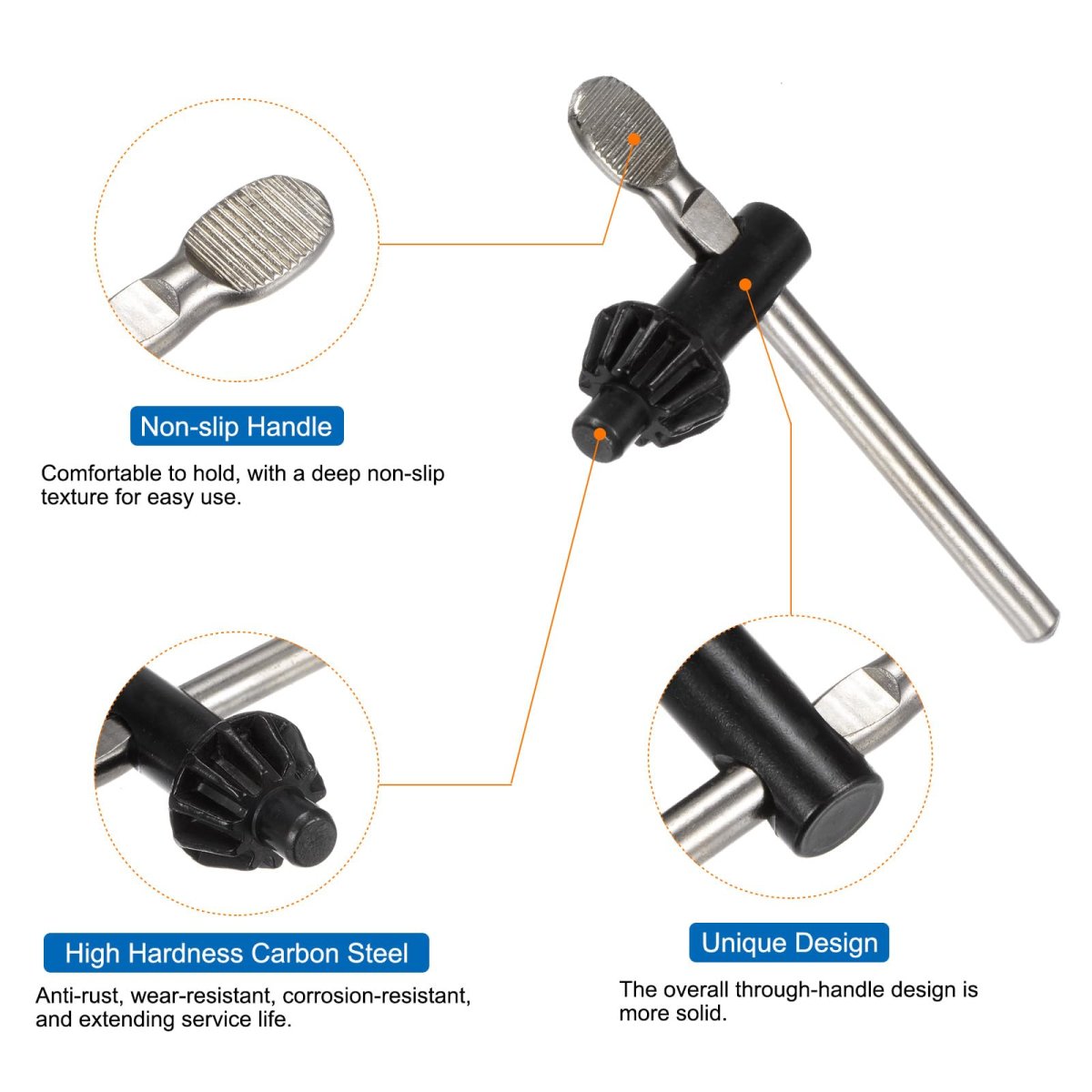 Drill Chuck Key Wrench 8mm Diameter 11 Teeth Carbon Steel Clamping Tool Replacement Press For 3-16mm Silver 5pcs
