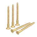 Brass Wood Screws 15pcs M4 X 40mm Slotted Drive Flat Head Self Tapping Screw Countersunk For Woodworking Furniture 