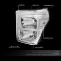 Auto Dynasty Chrome Housing Clear Side Headlgiht Tool Kit Compatible With Ford F-250 F-350 F-450 F-550 Super Duty 11-16