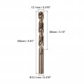 Uxcell Metric Twist Drill Bit 12 1mm Drilling Dia Hss Cobalt Round Shank Spiral Rotary Tool 2pcs