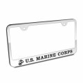 Au-tomotive Gold Inc Officially Licensed Etched Mirrored Stainless License Frame U S M C Initials Logo