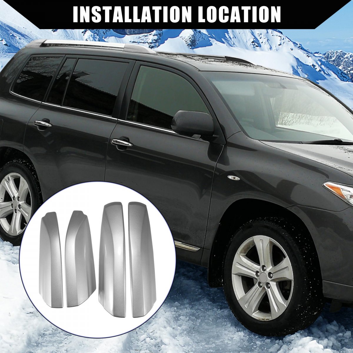 Roof Rack Rails End Cap Protection Cover Shell For Toyota Highlander 2008 2013 Upper Covers Silver Tone 4 Piece Set 14 37 In