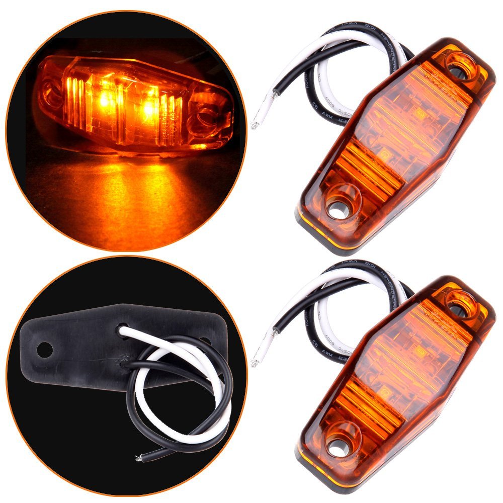 2 X 5inch Oval Side Fender Marker Light Amber Universal Surface Mount Led Truck Boat Trailer Sealed Mini Clearance