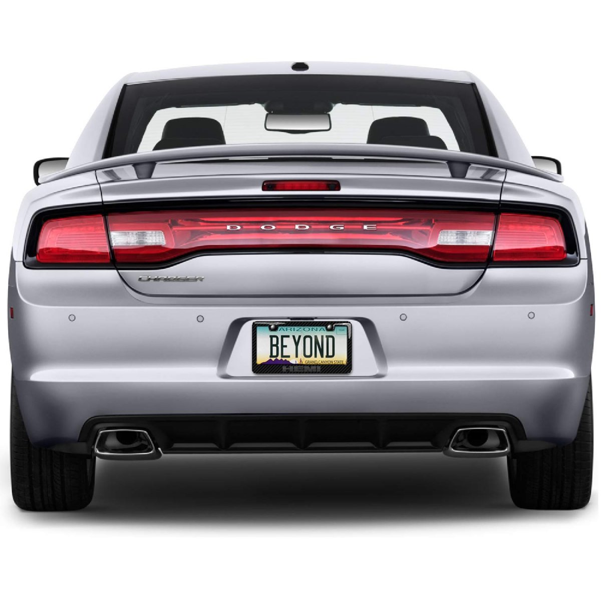 Hemi Logo 3d License Plate Frame Real Carbon Fiber And Abs Plastic Dark Gray Black Universal Fit For Car Suv Truck 12 In X 6