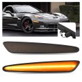 Hecasa 2pcs Led Side Marker Lights For 2005-2013 Chevrolet Chevy Corvette C6 Z06 Zr1 Grand Sport Front Amber Lamps Smoke Lens 