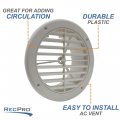 Recpro Rv Ac Vent 5 Side Optional Charcoal Filter White Camper 10 Pack With