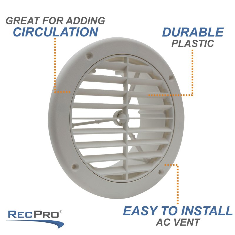 Recpro Rv Ac Vent 5 Side Optional Charcoal Filter White Camper 10 Pack With