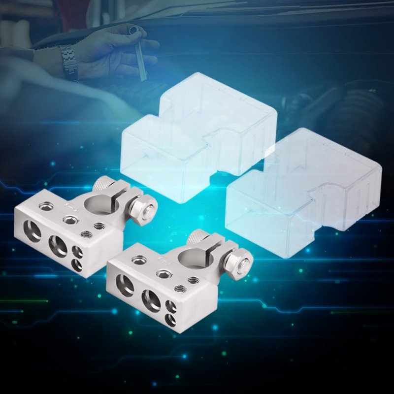 Fydun Battery Terminal Clamp 2pcs Car Positive With Negative Connector For 0 1 2 4 8 Awg Gauge Silver