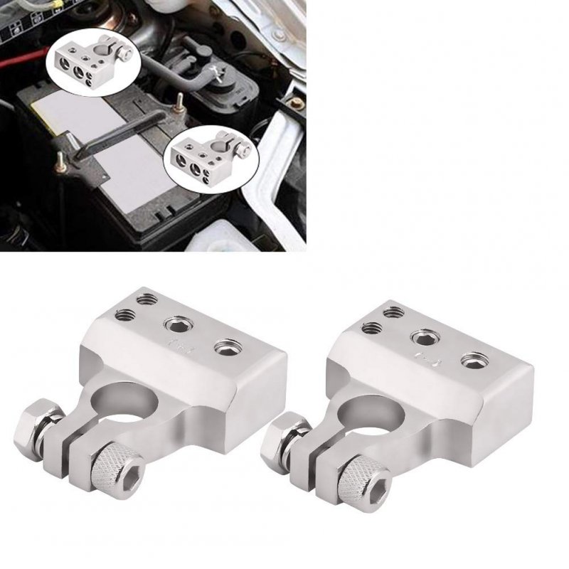 Fydun Battery Terminal Clamp 2pcs Car Positive With Negative Connector For 0 1 2 4 8 Awg Gauge Silver
