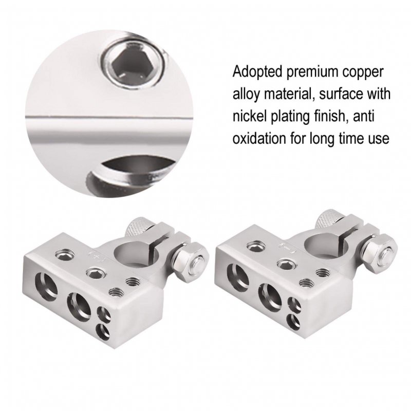 Fydun Battery Terminal Clamp 2pcs Car Positive With Negative Connector For 0 1 2 4 8 Awg Gauge Silver