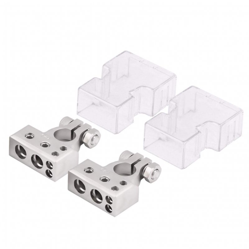 Fydun Battery Terminal Clamp 2pcs Car Positive With Negative Connector For 0 1 2 4 8 Awg Gauge Silver