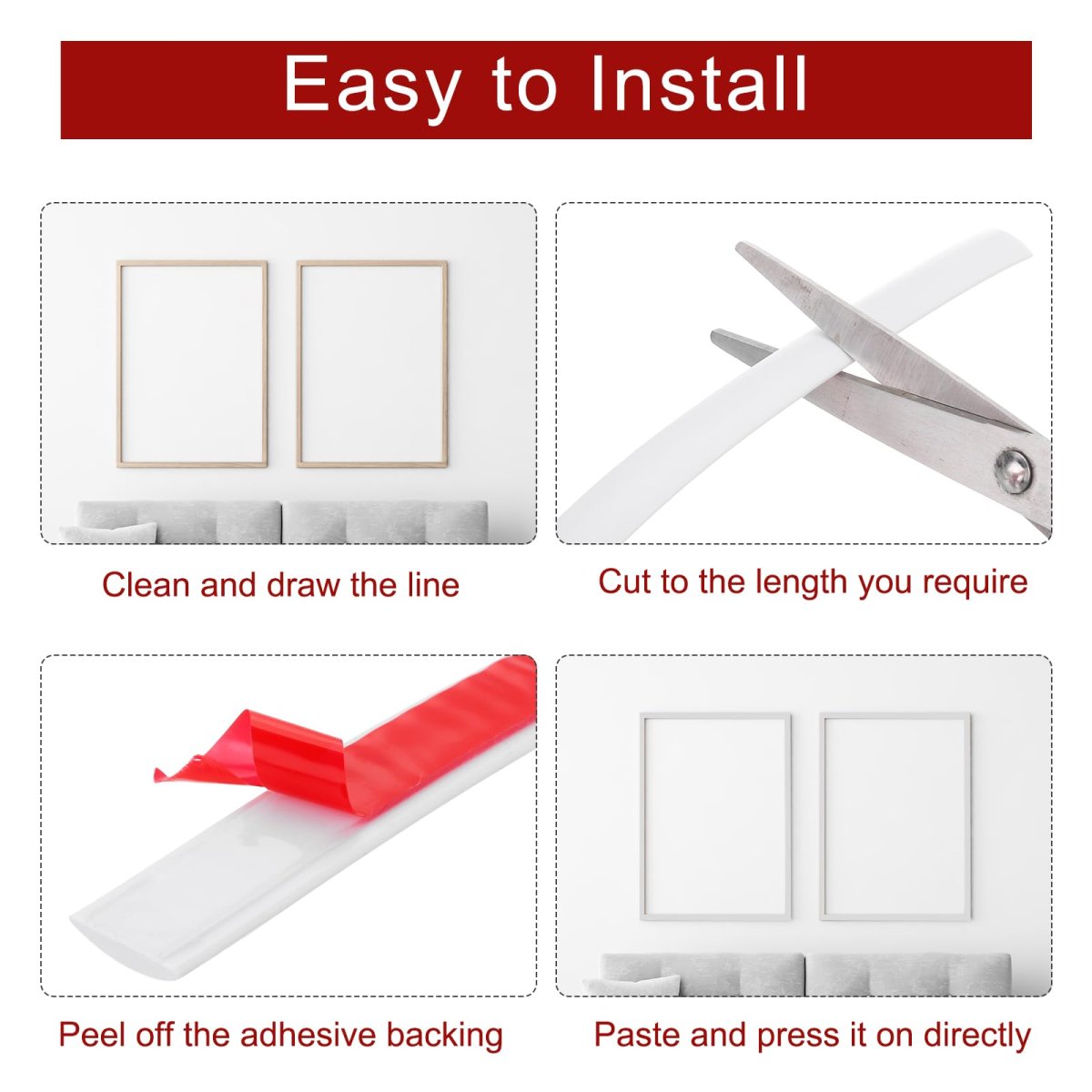 Peel And Stick Trim 0 5 Inch X 25 Ft Flexible Wall Molding Waterproof Self-adhesive For Mirror Frame Edge Diy Home Decoration