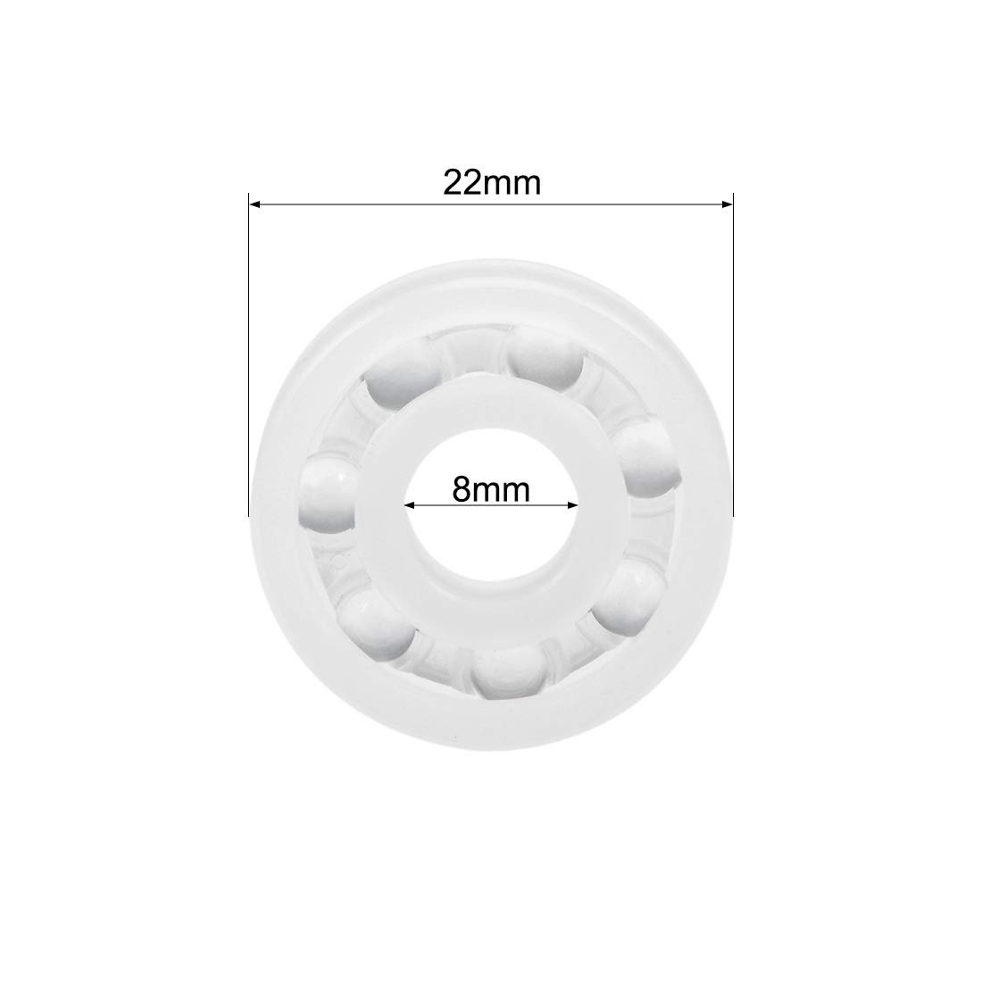 608 Pp Plastic Bearings 8x22x7mm Glass Ball Nylon Cage Pack Of 5