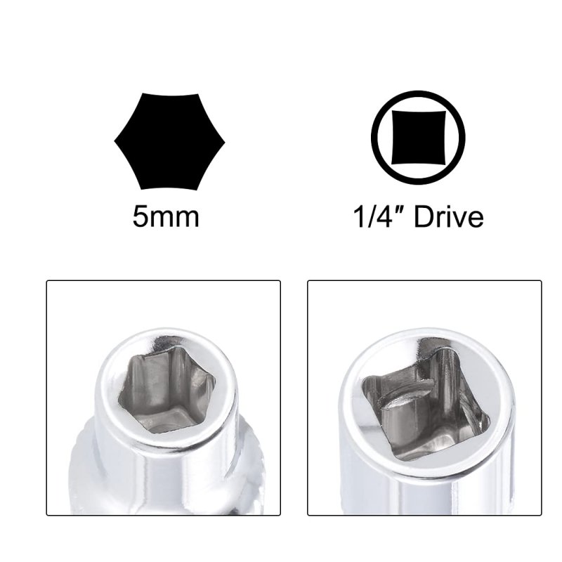 Socket Accessory Set Of 2 Pcs 1 4 Drive 10 Spinner Nut Driver Handle 5mm 6- Point Deep