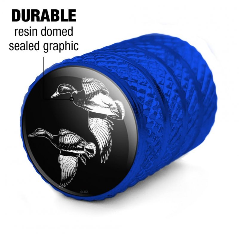 Ducks Illustration Valve Stem Caps For Tire Rim Wheel Aluminum Blue