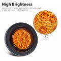 G-plus 2pcs Amber 2 Inch Round 9 Led Side Marker Lights Truck Trailer Lamp Fit For Most 12v Trailers Buses Trucks Lorries Rvs