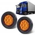 G-plus 2pcs Amber 2 Inch Round 9 Led Side Marker Lights Truck Trailer Lamp Fit For Most 12v Trailers Buses Trucks Lorries Rvs