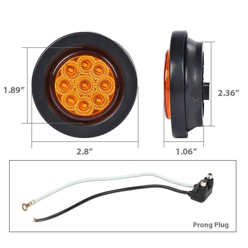 2pcs Amber 2 In Round 9 Led Side Marker Lights 12v Truck Trailer Lamps For Buses Lorries Rvs Waterproof Clearance