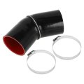 1 Set 80mm 3 15 Id 90mm 54 Length 45 Degrees Black Red Car Silicone Hose With Clamps Coolant Universal 